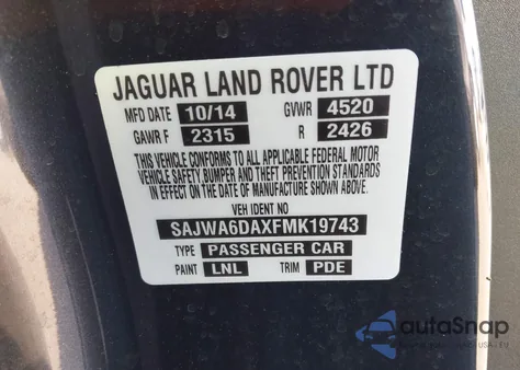 2015 Jaguar F-Type R from USA, damaged, VIN SAJWA6DAXFMK19743